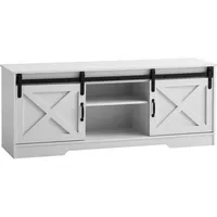 FineBuy Fernsehkommode 150 cm TV Schrank Fernsehschrank Weiß Landhaus