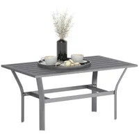 Outsunny Beistelltisch Metall Balkontisch mit Lamellendesign wetterfest Kaffeetisch Gartentisch