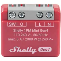 Shelly 	Relais 1PM Mini Gen4, 8 A, WLAN, Bluetooth,