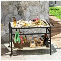 Outsunny Servierwagen Barbecue Trolley mit 2 Regalen Haken, für