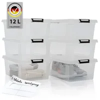 Hausfelder Aufbewahrungsboxen mit Deckel 12 Liter, 6 Stück, Stapelboxen