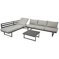 DEGAMO Funktions Lounge Set BOGOTA, Aluminium matt-grau, Polster hellgrau