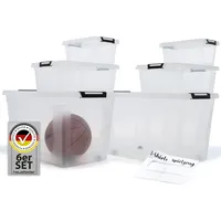 Hausfelder Aufbewahrungsboxen mit Deckel 6 Stück, Stapelboxen transparent groß