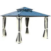 Brast BRAST® Pavillon Aluminium Pagode 3,5x3,5m Beige inkl. Moskitonetz