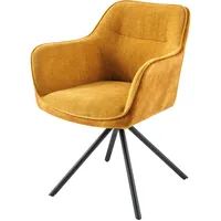 Riess-Ambiente Drehbarer Stuhl Verona senfgelb Samt Strukturstoff mit Armlehne