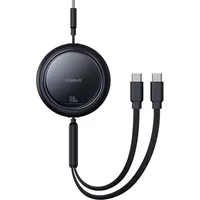 Baseus Einziehbares Kabel 2 x USB-C 1m schwarz