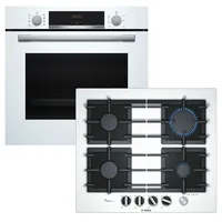 Bosch Backofen weiß Schnellaufheizung + Gaskochfeld Einhandzündung autark -