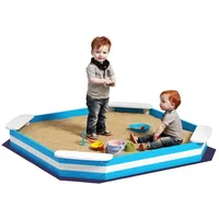 Aiyaplay Sandkasten Blau, Holz 133x16x133 cm Outdoor Spielzeug, Sandkästen