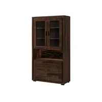 MASSIVMOEBEL24.DE Vitrine Akazie 98x40x180 Dunkelbraun, lackiert BARK #209