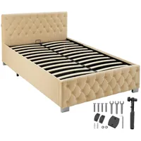 Tectake tectake® Polsterbett, mit Steppmuster, inklusive hochklappbarem Lattenrost, großer