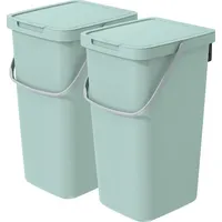 Vidaathome.de Q-SYSTEMA Abfalleimer-Set 2 x 25 Liter – Türkis