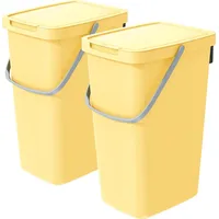 Vidaathome.de Q-SYSTEMA Abfalleimer-Set 2 x 20 Liter – Gelb