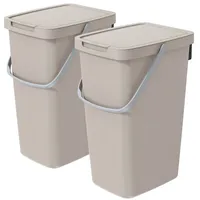 Vidaathome.de Mülleimer Q-SYSTEMA Abfalleimer-Set 2 x 20 Liter, Platzsparendes