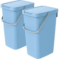 Vidaathome.de Q-SYSTEMA Abfalleimer-Set 2 x 20 Liter – Hellblau