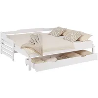 Homestyle4u Tagesbett ausziehbar Holzbett 90x200 cm, mit Bettkasten mit