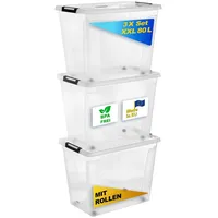 Gardissimo 3 er Set Aufbewahrungsbox mit Deckel und Rollen