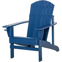 Outsunny - Adirondack-Gartenstuhl mit Becherhalter Gartenliege Balkonstuhl Massivholz Blau