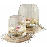 Loberon Windlicht 2er Set Bran, von Hand gearbeitet, mundgeblasen,