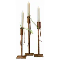 Loberon Kerzenhalter 3er Set Viverto, DREI Größen, Rustikales Rost-Finish,