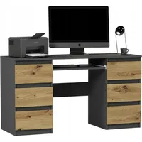 Home collective Schreibtisch mit 6 Schubladen und Tastaturablage, 140x50x76