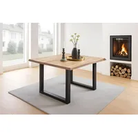 Sam Esstisch Baumkante 80 x 80 cm beige/schwarz