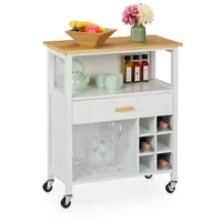 Relaxdays Küchenwagen mit Weinregal & Schublade Weiß,Hellbraun