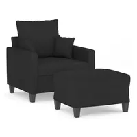 VidaXL Sessel mit Hocker Schwarz 60 cm Stoff