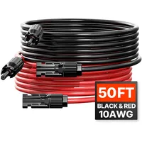 Vevor 2x Solarkabel Verlängerungskabel Buchsen-/Steckeranschlüssen 6mm2/10AWG 15,24m