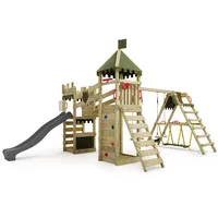 FATMOOSE Spielturm Ritterburg RiverRun mit SurfSwing & Rutsche, Spielhaus