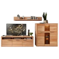 Stella Trading NATURE ONE Wohnwand Komplett-Set in Kernbuche teil-massiv