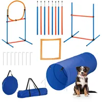 Relaxdays Agility Set, für Hunde, 76-TLG, Hürden höhenverstellbar, Sprungring