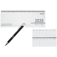Livepac-Office Schreibtisch Kalender 32 Blatt/Schreibtischquerkalender 2026 + Kugelschreiber