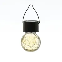 MARELIDA LED Solar Hängeleuchte CRACKLE Bruchglas-Optik Kugelleuchte H: 9cm