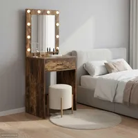 VidaXL Schminktisch mit LED-Leuchten Räuchereiche 50x41x135 cm