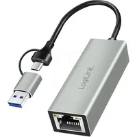 Logilink USB-Netzwerkadapter UA0238B USB-C zu Gigabit Ethernet-Adapter mit 2-in-1