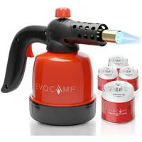 Evocamp Gasbrenner 1,3 kW, Küchenbrenner, Lötlampe mit Piezozündung, +