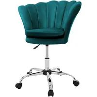 ML-Design Bürostuhl aus Samt, Petrol, Schminktisch Stuhl mit Muschel-Rückenlehne,