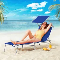 CASARIA Sonnenliege mit Dach Klappbar 4-Fach Verstellbar Gartenliege Strand