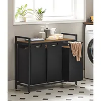 Songmics VASAGLE Wäschekorb 3 Fächer, mit Ablage, ausziehbar abnehmbar,