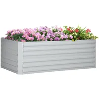 Outsunny Hochbeet Hellgrau, Metall, 90x59x180 cm, Gartenzubehör, Hochbeete