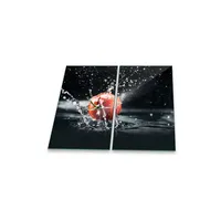 Decorwelt Herdabdeckplatte Abdeckung Ceranfeld Abdeckplatte Schneidebrett 2-Teilig 60x52 Gemüse