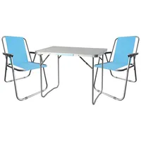 Mojawo 3tlg Campingmöbel Set Outdoormöbel Camping Alu L70xB50xH59cm Hellblau