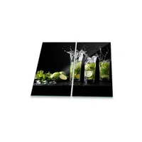Decorwelt Herdabdeckplatte Abdeckung Ceranfeld Abdeckplatte Schneidebrett 2-Teilig 60x52 Lemon
