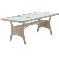 CASARIA Polyrattan Gartentisch 190x90x74cm Glas