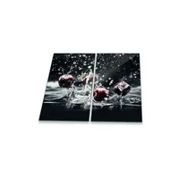 Decorwelt Herdabdeckplatte Abdeckung Ceranfeld Abdeckplatte Schneidebrett 2-Teilig 60x52 Obst