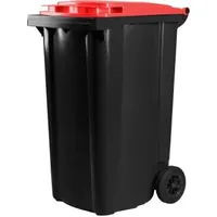 Hardwex schwarze Mülltonne 240 l mit rotem Deckel