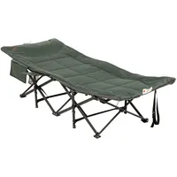 Outsunny Feldbett Campingbett mit Tasche, Becherhalter, Campingliege, Grau,