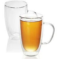 Intirilife 2x Doppelwandiges Thermo Glas Set in 400 -