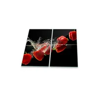 Decorwelt Herdabdeckplatte Abdeckung Ceranfeld Abdeckplatte Schneidebrett 2-Teilig 60x52 Paprika