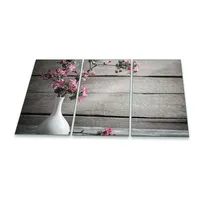 Decorwelt Herdabdeckplatte Abdeckung Ceranfeld Abdeckplatte Schneidebrett 3-Teilig 90x52 Blumen